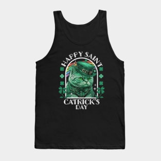 Happy Saint Catrick's Day Cat Leprechaunn Tank Top